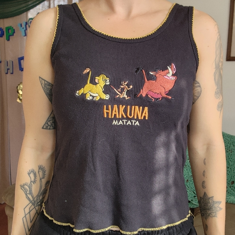 Vintage Lion King Embroidered Tank Top Size XL